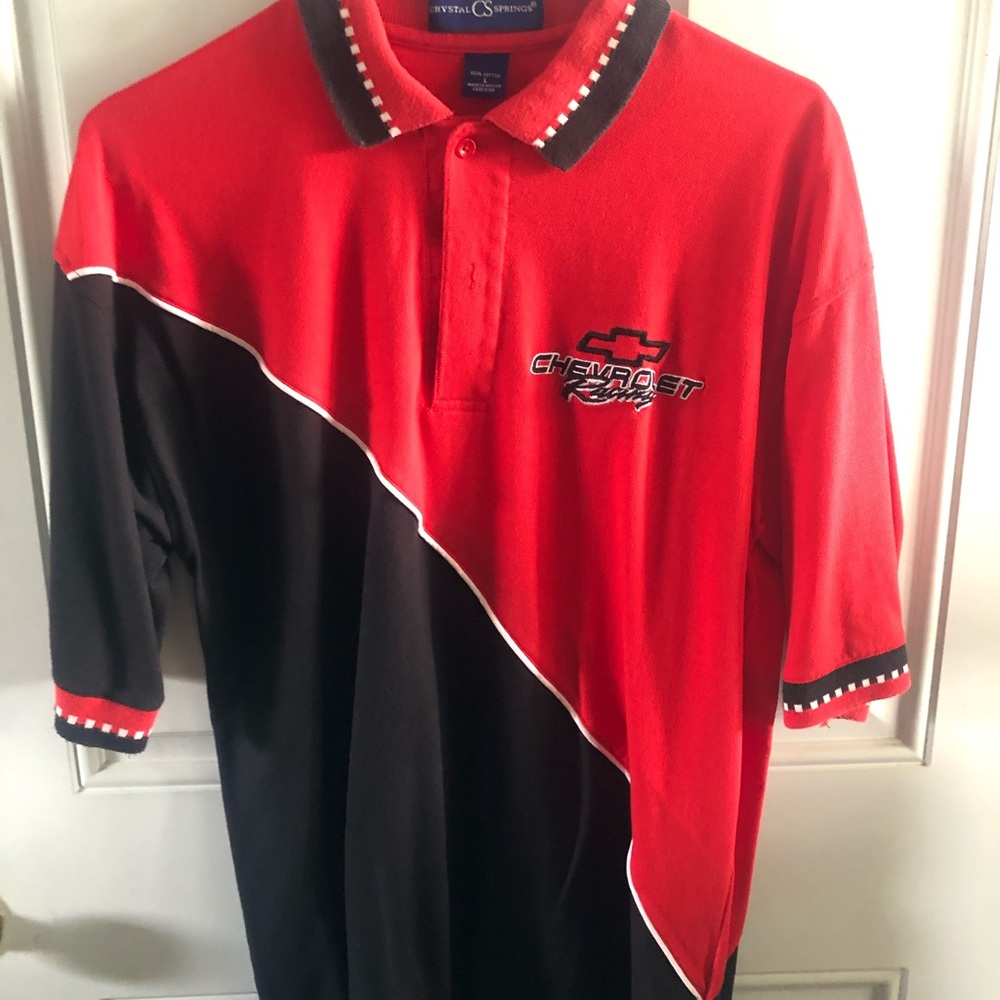 Men’s red Chevy racing shirt